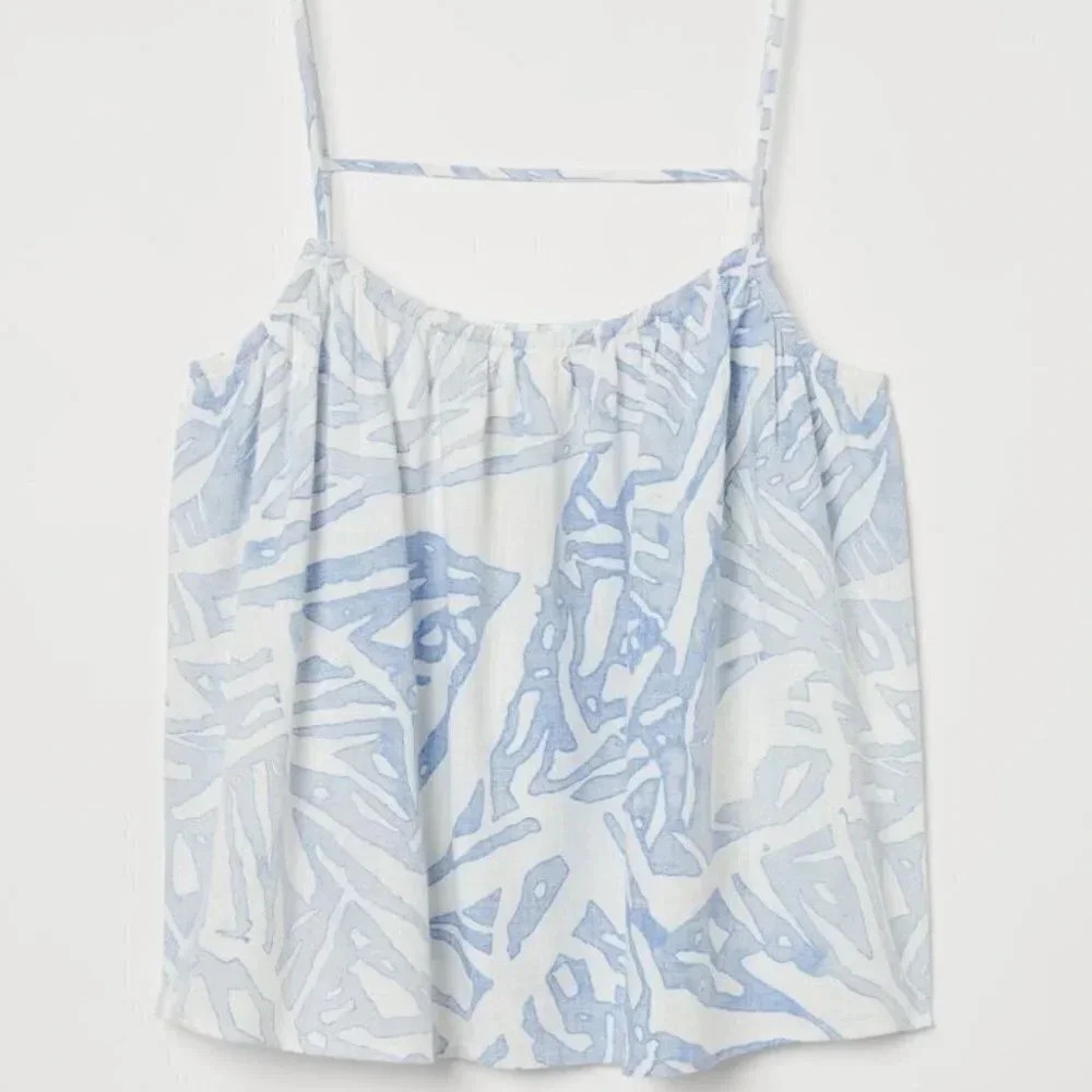 H&M  Strappy Dress White Blue Pattern